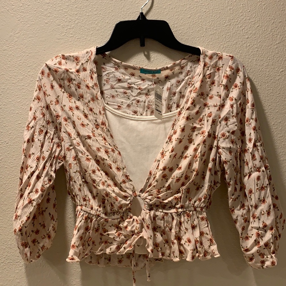Tiffany Blue pink floral cover up Size S